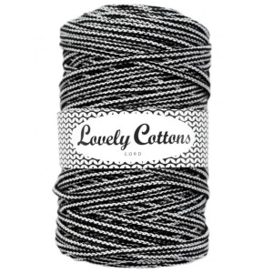 Lovely Cottons Czarno-biały 5 mm pleciony 100m