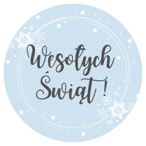 Świąteczne naklejki do rękodzieła "Wesołych Świąt" Niebieskie