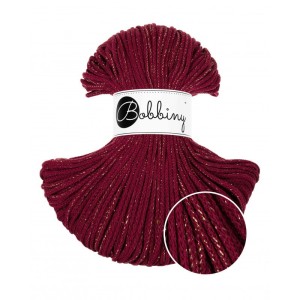 Bobbiny Czerwone wino ze złotą nitką 3mm (pleciony)