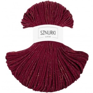 Sznurki Outlet Pleciony 3mm 100m Czerwone wino ze złotą nitką