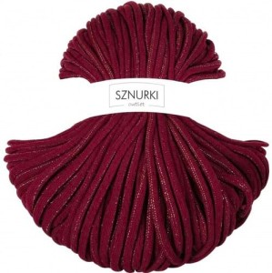 Sznurki Outlet Pleciony 9mm 100m Czerwone wino ze złotą nitką