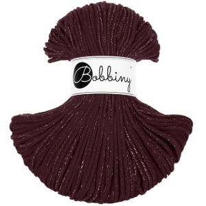 Bobbiny Burgundowy ze złotą nitką 3mm (pleciony)