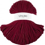Sznurki Outlet Pleciony 5mm 100m Czerwone Wino ze złotą nitką