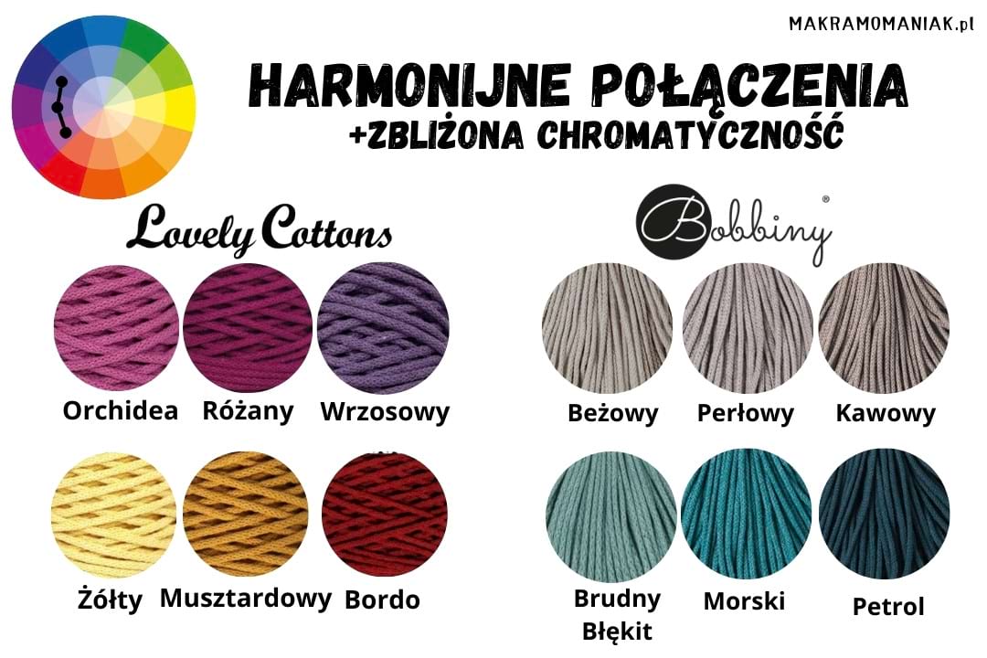 Harmonijne połączenia kolorów sznurków Bobbiny i Lovely Cottons